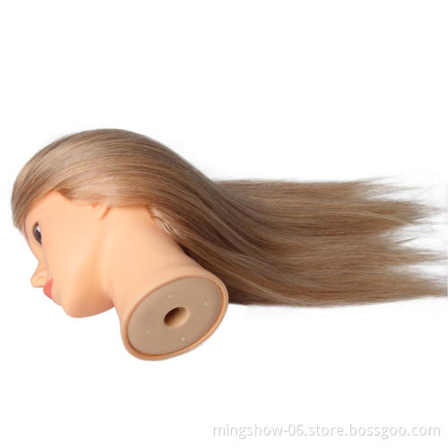 100% human hair training doll head mannequin with hair